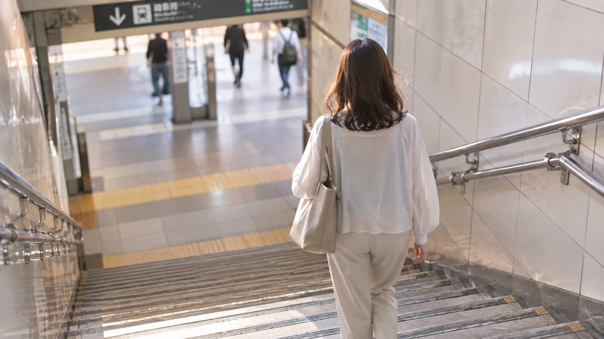 駅の下り階段
